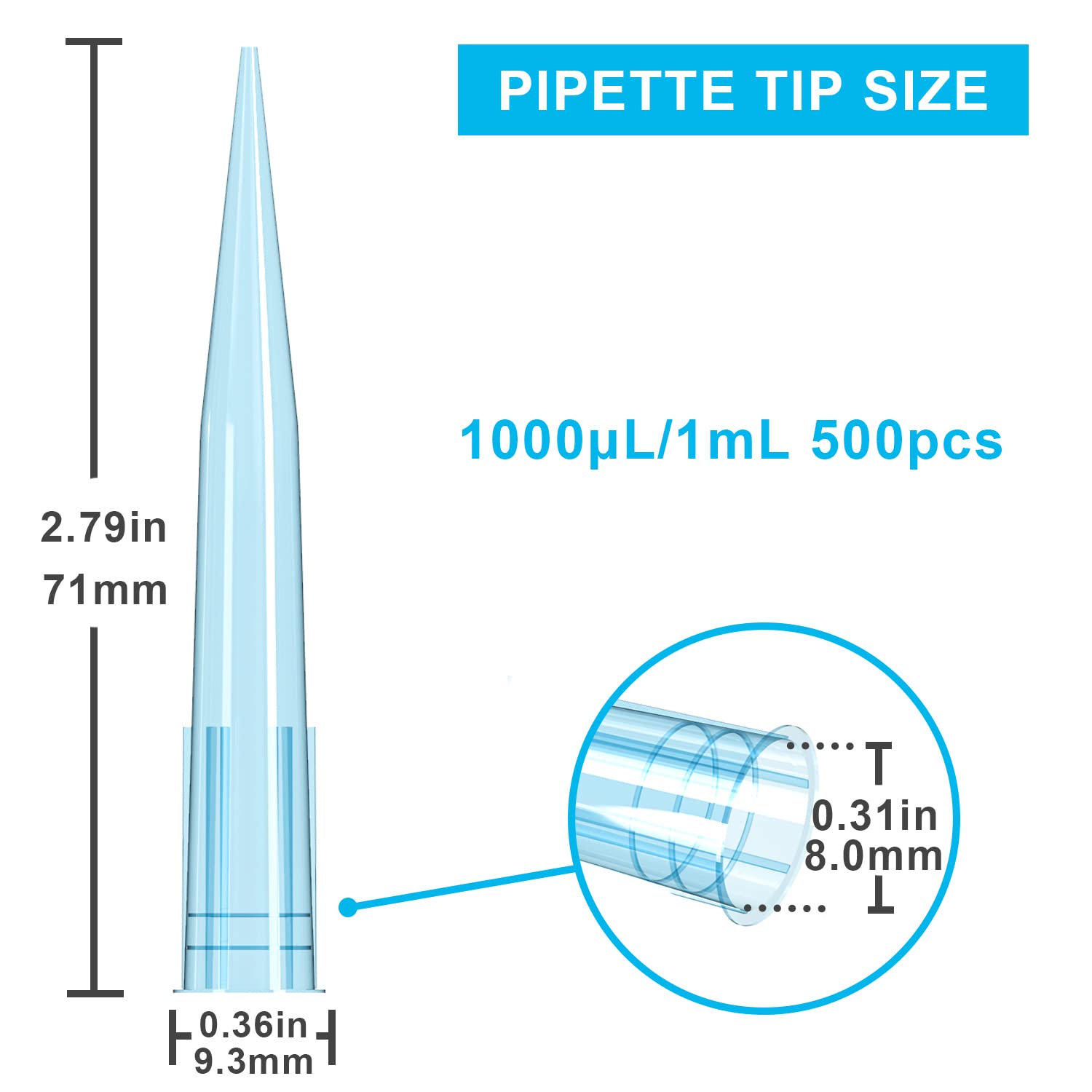 1 mL Universal Pipette Tips (Case of 10,000 pcs)